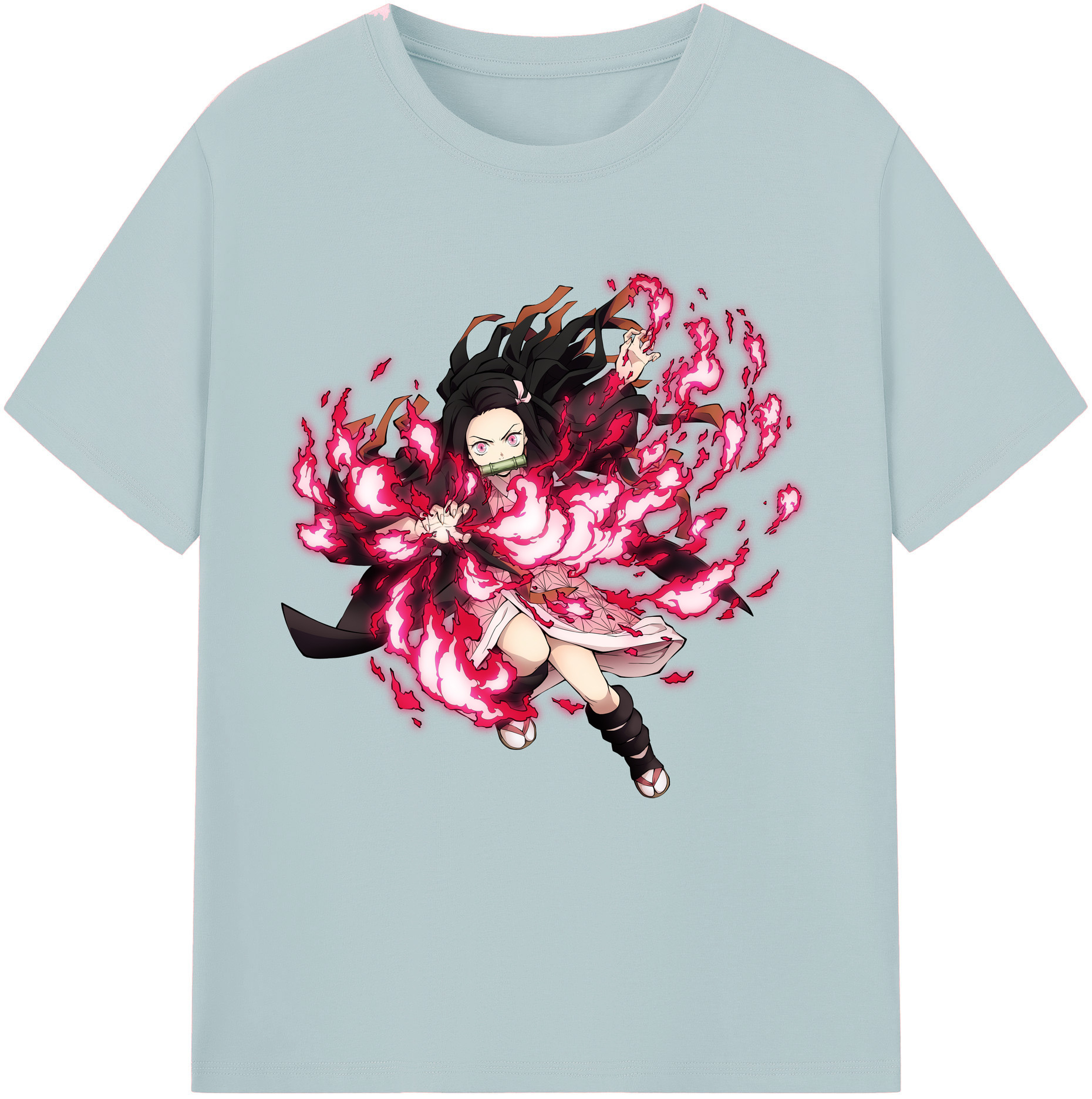 （画像用） 鬼滅の刃（きめつのやいば）竈門 禰󠄀豆子／かまど ねずこ Kamado Nezuko 綿100％半袖Tシャツ（フロントプリント）
